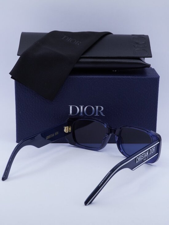 Dior WILDIOR S2U 30B0 Sunglasses Translucent Blue Rectangle Frame, Blue Lenses main image 6